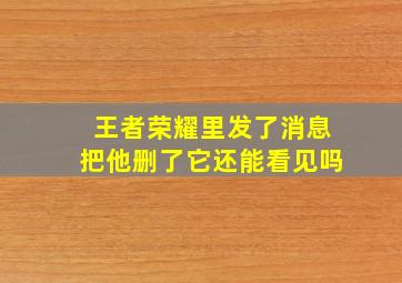 王者荣耀里发了消息把他删了它还能看见吗