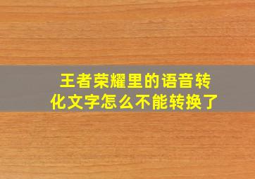 王者荣耀里的语音转化文字怎么不能转换了