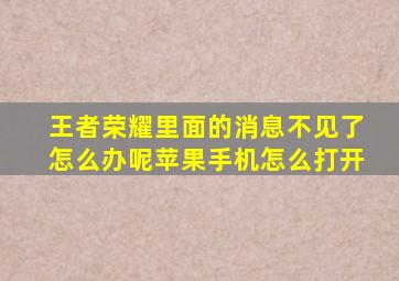 王者荣耀里面的消息不见了怎么办呢苹果手机怎么打开