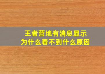 王者营地有消息显示为什么看不到什么原因