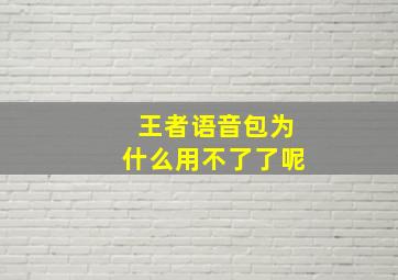 王者语音包为什么用不了了呢