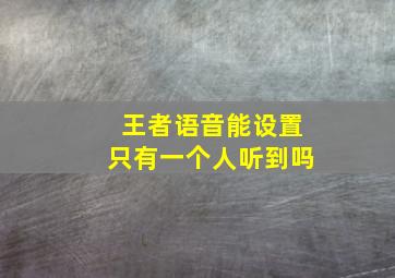 王者语音能设置只有一个人听到吗