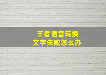 王者语音转换文字失败怎么办