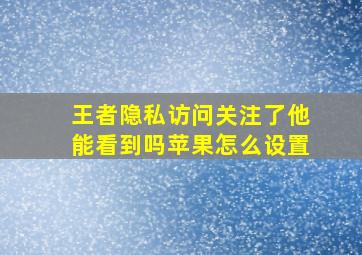 王者隐私访问关注了他能看到吗苹果怎么设置