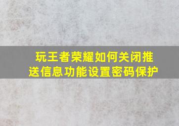 玩王者荣耀如何关闭推送信息功能设置密码保护