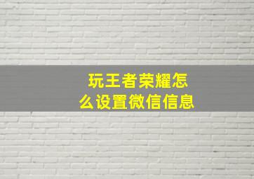 玩王者荣耀怎么设置微信信息