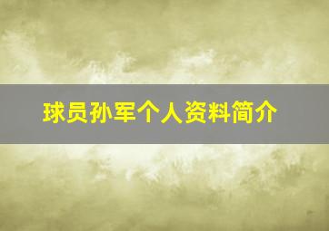 球员孙军个人资料简介