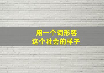 用一个词形容这个社会的样子