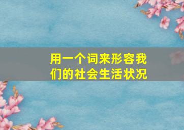 用一个词来形容我们的社会生活状况