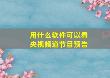 用什么软件可以看央视频道节目预告