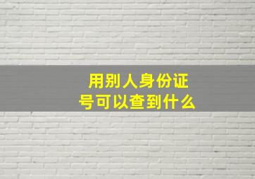 用别人身份证号可以查到什么