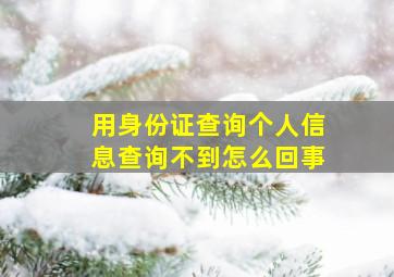 用身份证查询个人信息查询不到怎么回事