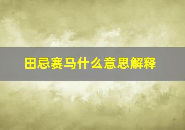 田忌赛马什么意思解释