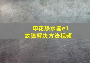 申花热水器e1故障解决方法视频