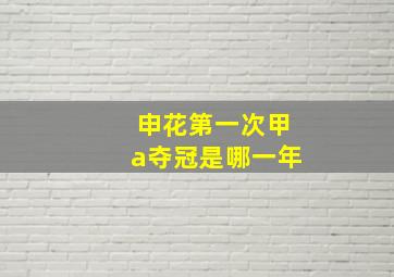 申花第一次甲a夺冠是哪一年