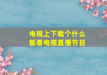 电视上下载个什么能看电视直播节目