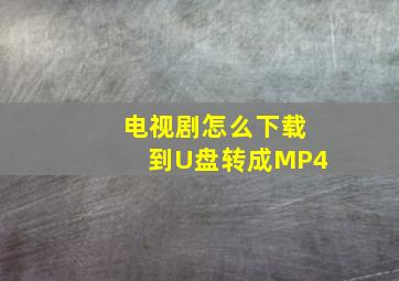 电视剧怎么下载到U盘转成MP4