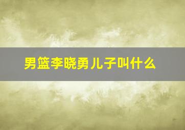 男篮李晓勇儿子叫什么