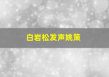 白岩松发声姚策