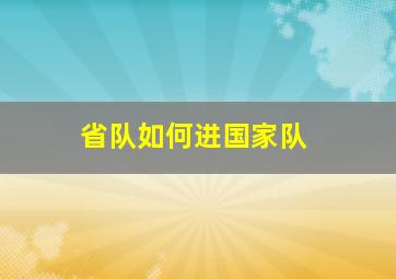 省队如何进国家队