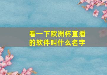 看一下欧洲杯直播的软件叫什么名字