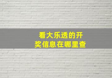 看大乐透的开奖信息在哪里查