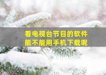 看电视台节目的软件能不能用手机下载呢