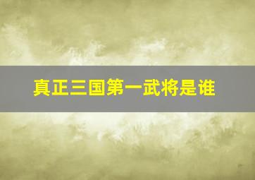 真正三国第一武将是谁