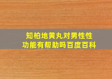 知柏地黄丸对男性性功能有帮助吗百度百科