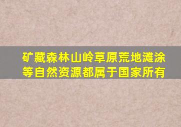 矿藏森林山岭草原荒地滩涂等自然资源都属于国家所有