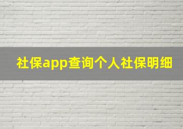 社保app查询个人社保明细