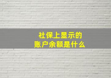 社保上显示的账户余额是什么