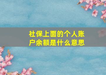 社保上面的个人账户余额是什么意思