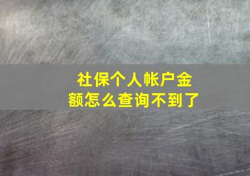 社保个人帐户金额怎么查询不到了