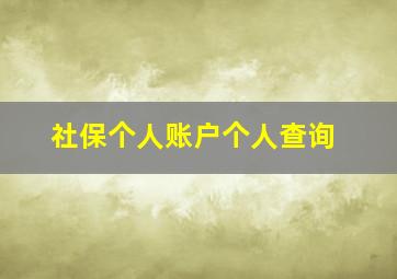 社保个人账户个人查询