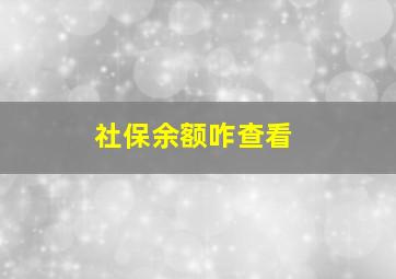 社保余额咋查看