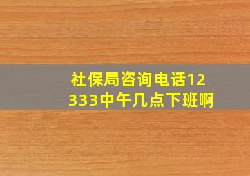 社保局咨询电话12333中午几点下班啊