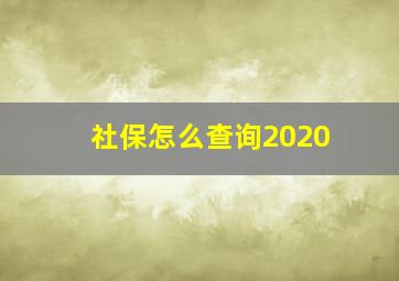 社保怎么查询2020