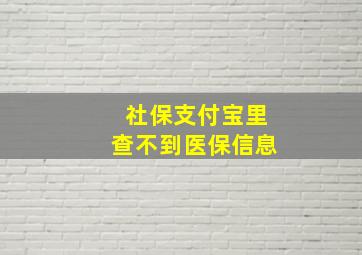 社保支付宝里查不到医保信息