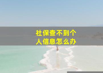 社保查不到个人信息怎么办