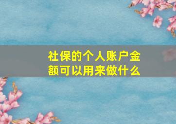 社保的个人账户金额可以用来做什么