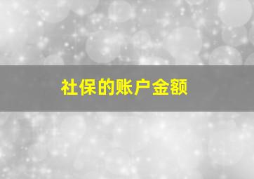 社保的账户金额