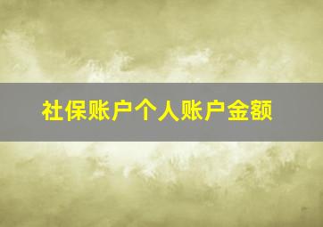 社保账户个人账户金额