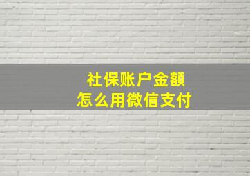 社保账户金额怎么用微信支付