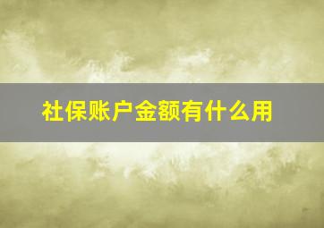 社保账户金额有什么用