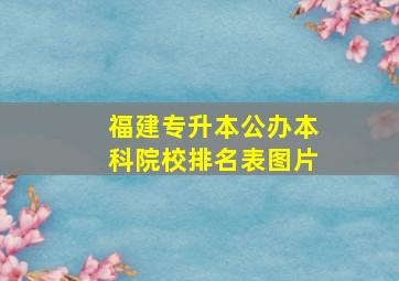 福建专升本公办本科院校排名表图片