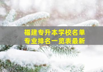 福建专升本学校名单专业排名一览表最新