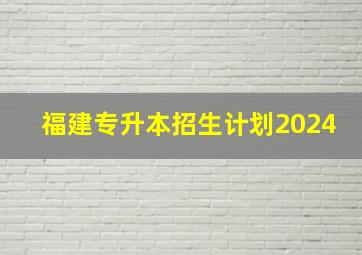 福建专升本招生计划2024