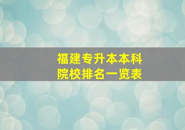 福建专升本本科院校排名一览表