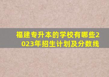 福建专升本的学校有哪些2023年招生计划及分数线